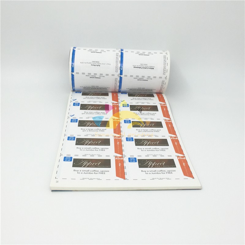 Brochure de coupon Conpon Livre Tear Off Perforation Lines Factory